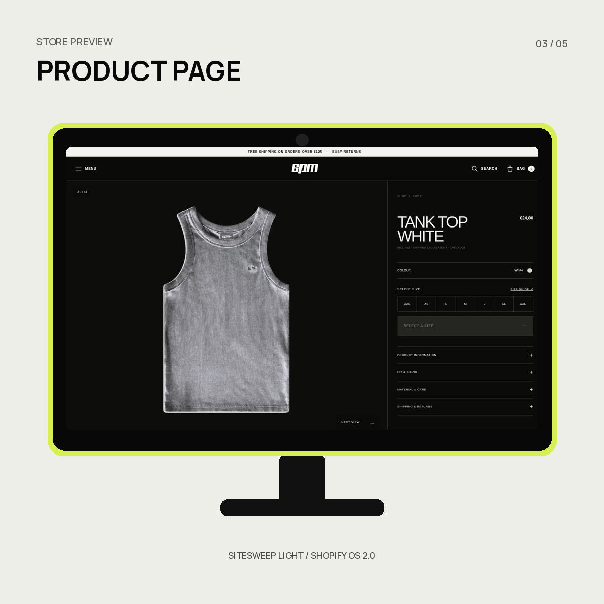 SiteSweep Light theme product page preview