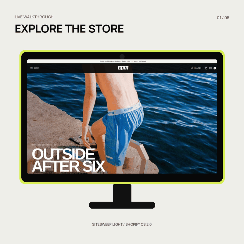 SiteSweep Light theme store walkthrough